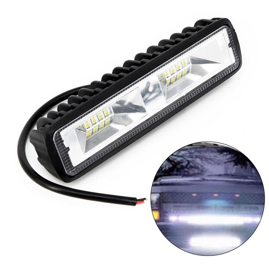 12V-24V 18W 16 White LED 6000K For Car Pros SUV Truck Flood Beam Work Light Driving Fog Lamp Bar (HS73)