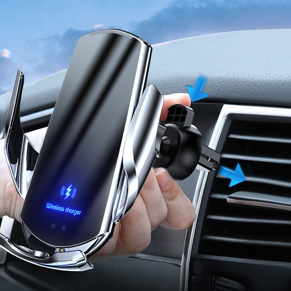 15W Air Vent Phone Holder Automatic Clamping Wireless Car Fast QI Charger Mount F4+