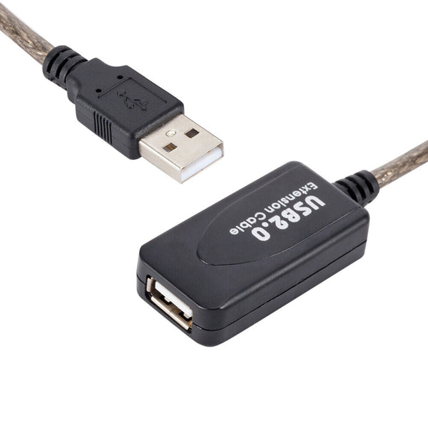 USB 2.0 Extension Repeater Cable A Male to A Female Cord w/ Signal Booster 5-10m
