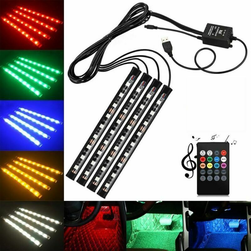 RGB Interior 4pcs Light Strip Set USB Powered 36Pcs LED