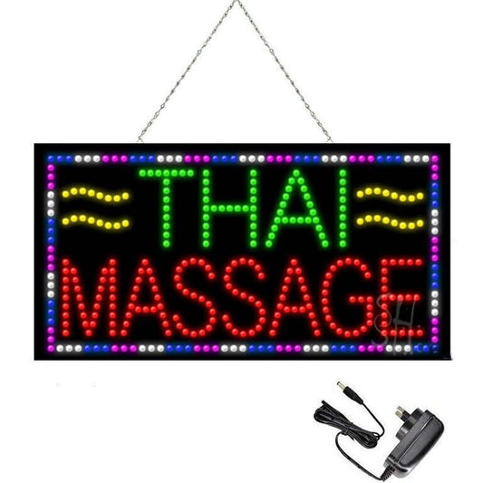 'THAI Massage' LED Shop Neon Sign 60cm x 30cm w/ 3 Modes & AU 12V Power Adapter