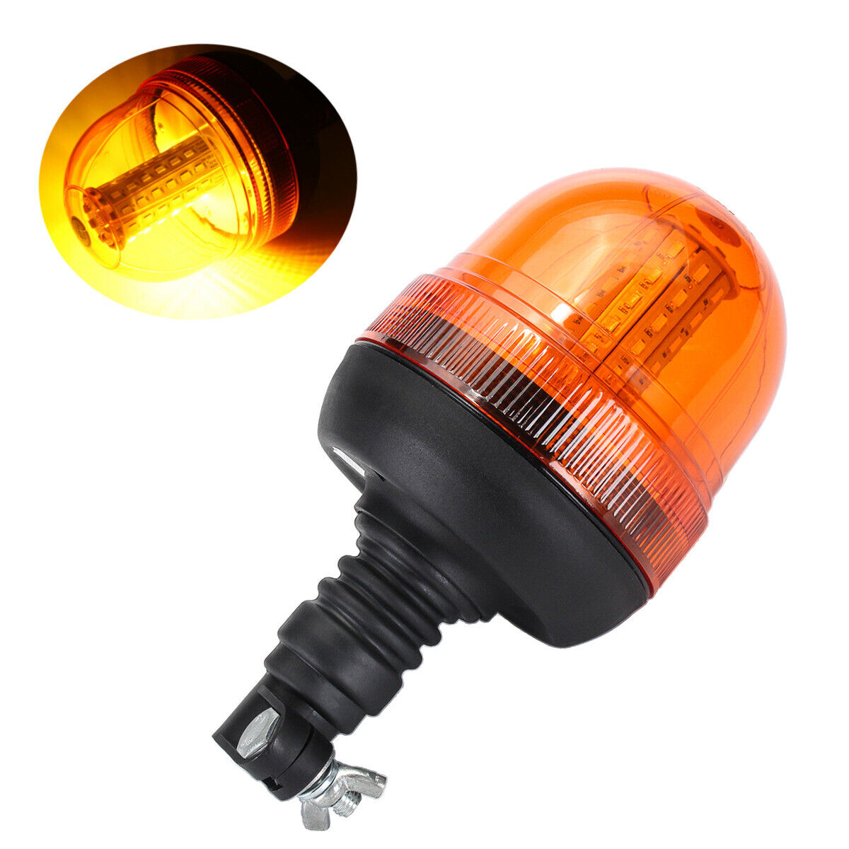 60 LED Rotating Pole Tractor Amber Beacon Truck Warning Light 12V-24V