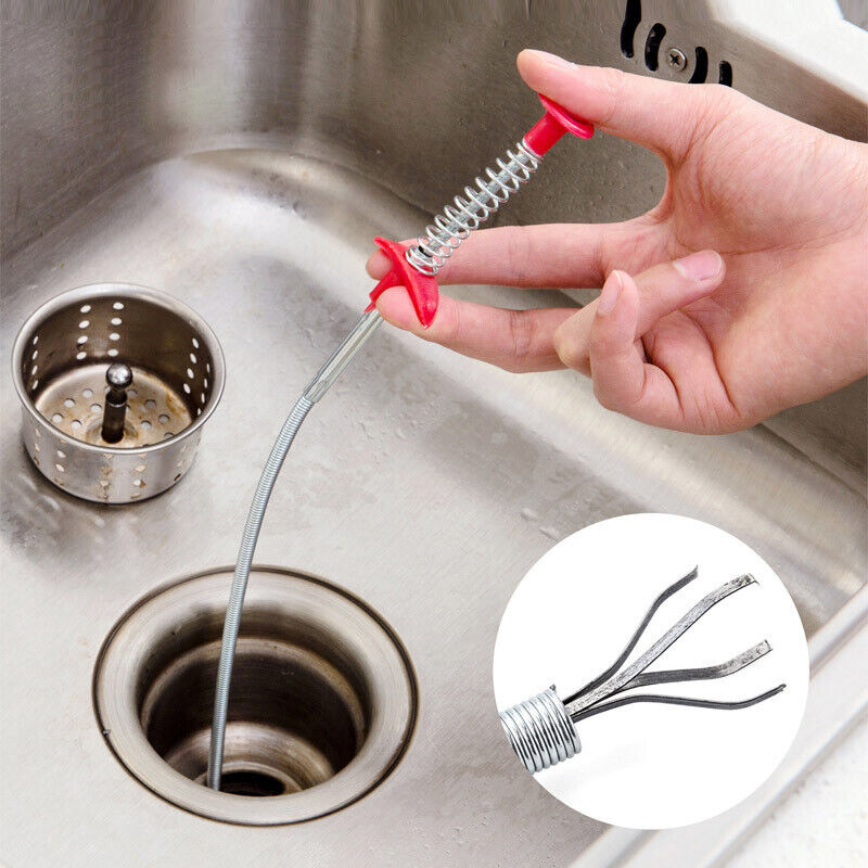 Flexible Spring Pick Up Tool Drain Unblock Stick Snake Cleaner Hair Remover 60cm (JS64)