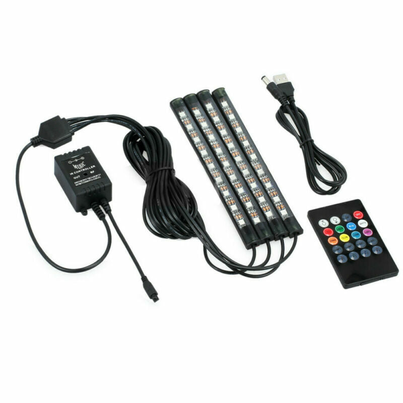 RGB Interior 4pcs Light Strip Set USB Powered 36Pcs LED