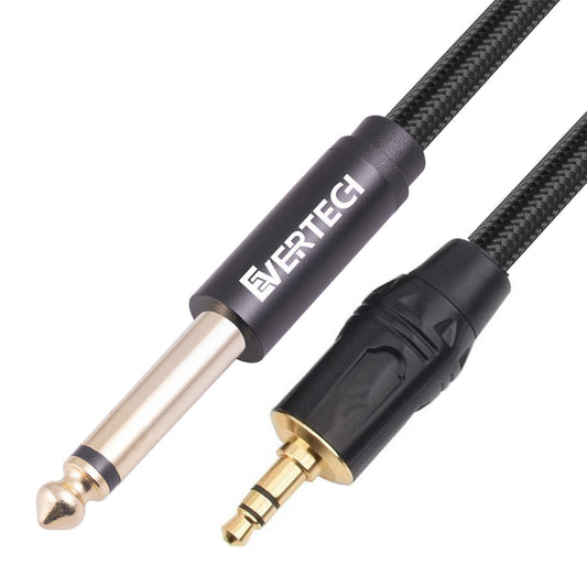 3.5mm Stereo to 6.35mm Mono 1/4 inch Amplifier Guitar Fabric Cable Audio Lead