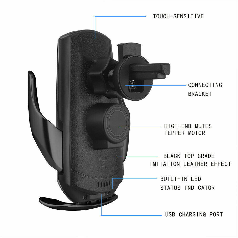 15W Air Vent Phone Holder Automatic Clamping Wireless Car Fast QI Charger Mount F4+