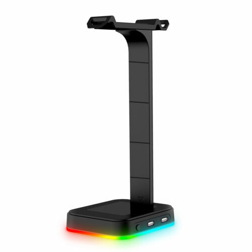 Headphone Headset RGB Stand Rack Desktop w/ 2 USB Charging