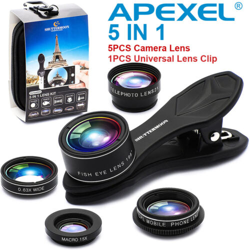 APEXEL 5 in 1 Camera Lens Kit (LS04) For iPhone Android Phone