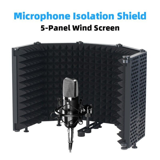 Folding Studio Microphone Isolation Shield Absorbing Foam Panels