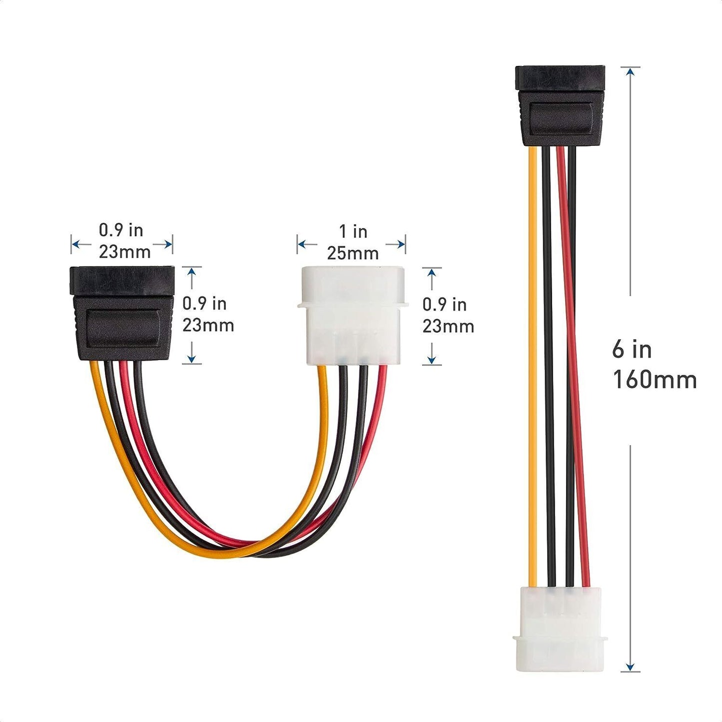 4 Pin Molex Male to SATA Female Power Cable 16cm Power Adapter Extension HDD LS71-4