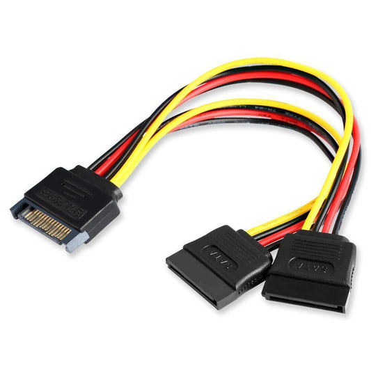 Sata 15-pin Male to Dual Sata Female Cable for Y Splitter Cable Hard Drive 20cm LS24-3