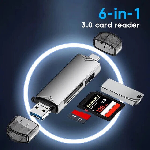 SD Card & USB Flash Drive 6 in 1 Reader USB 3.0 Type-C USB Micro-USB Plug OTG LS2-2 For pc pros