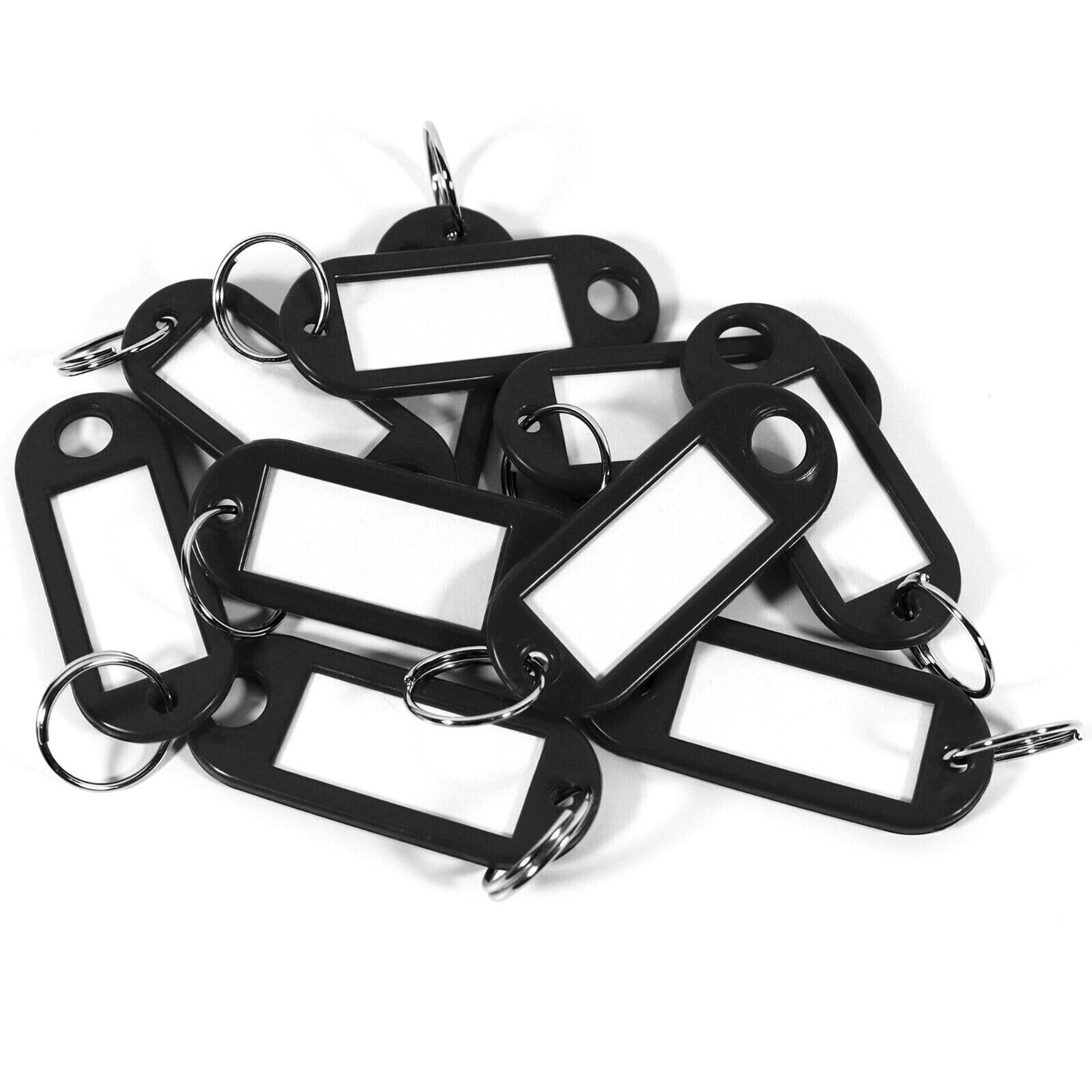 10pcs Of Black Plastic W/Tags Keyring (IS4.1) Luggage Key Tags Gadget