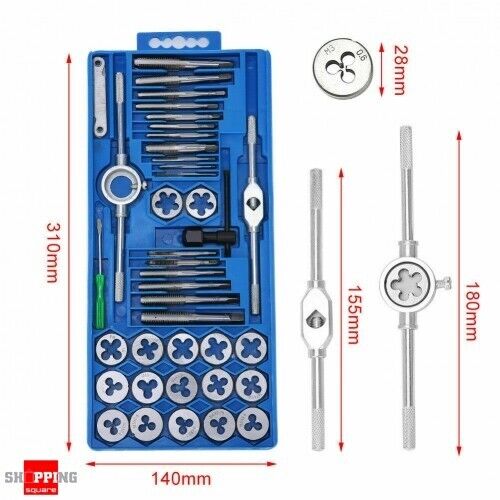 40PCS Tap & Die Set Tool Kit Blue AU VS23