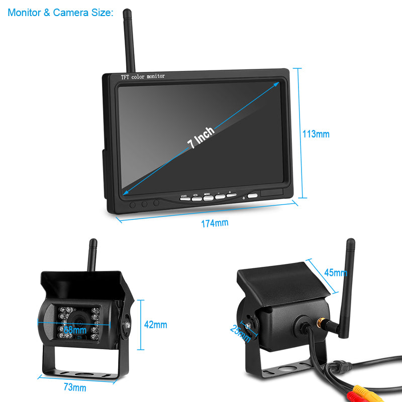 Wireless Truck Reversing Camera Kit 7" Screen