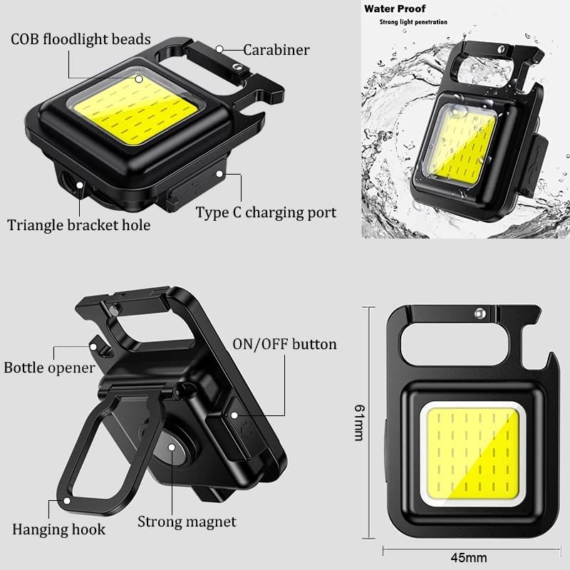 Mini Keychain Rechargeable Cob Waterproof Torch Portable Led Work Light