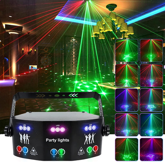 15 Eyes Laser Party Lights LED RGB UV DMX Strobe Stage Light