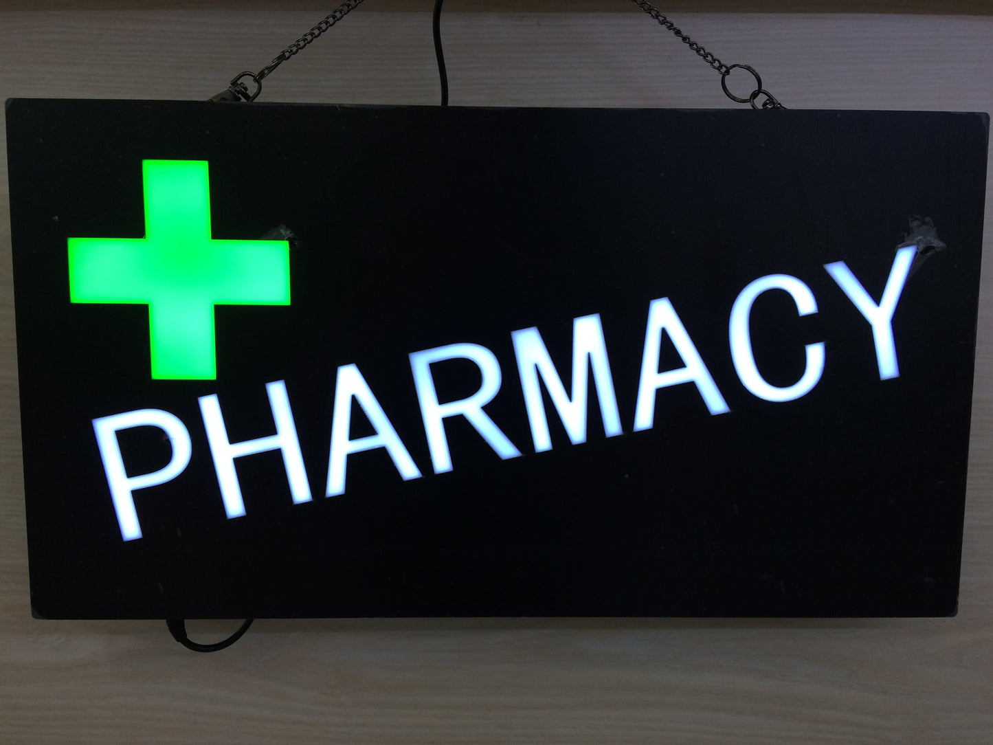 "PHARMACY" GREEN CROSS Bright Neon LED Sign