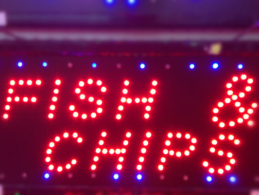 "FISH & CHIPS" LED Sign 48x25cm