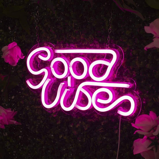 Good Vibes LED Sign Neon Light Blue or Pink USB Powered