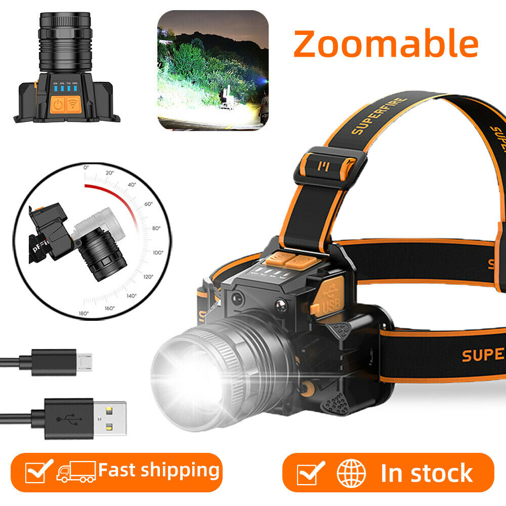 SUPERFIRE Zoom Headlamp Rechargeable Bicycle Light Powerful Torch HL58