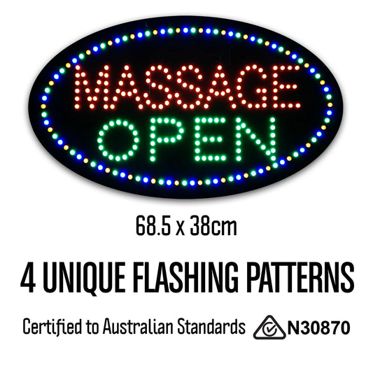 Round Epoxy Resin MASSAGE OPEN LED Sign