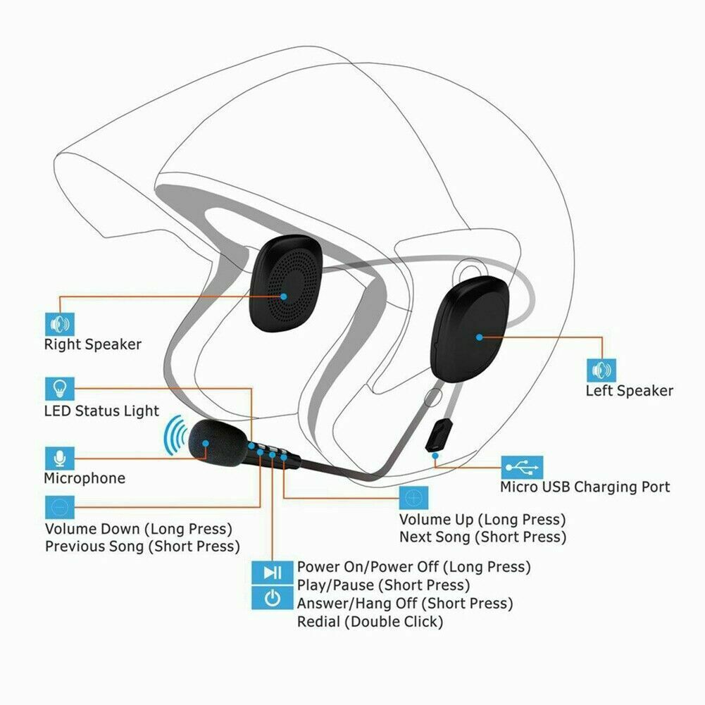 T2 Bluetooth Motorcycle Helmet Headset