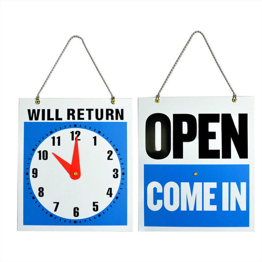 Open & Closed w/ Return Time Business Sign for Business Pros