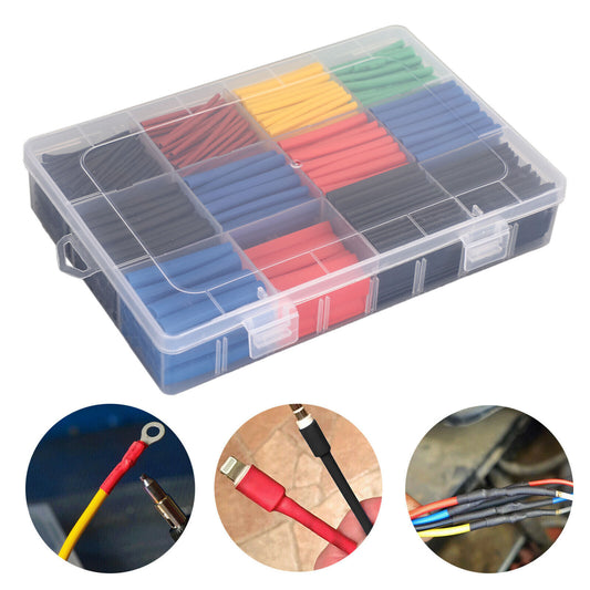 750Pcs Cable Heat Shrink Tubing Sleeve Wire Wrap Tube 2:1 Assortment Kit Tool