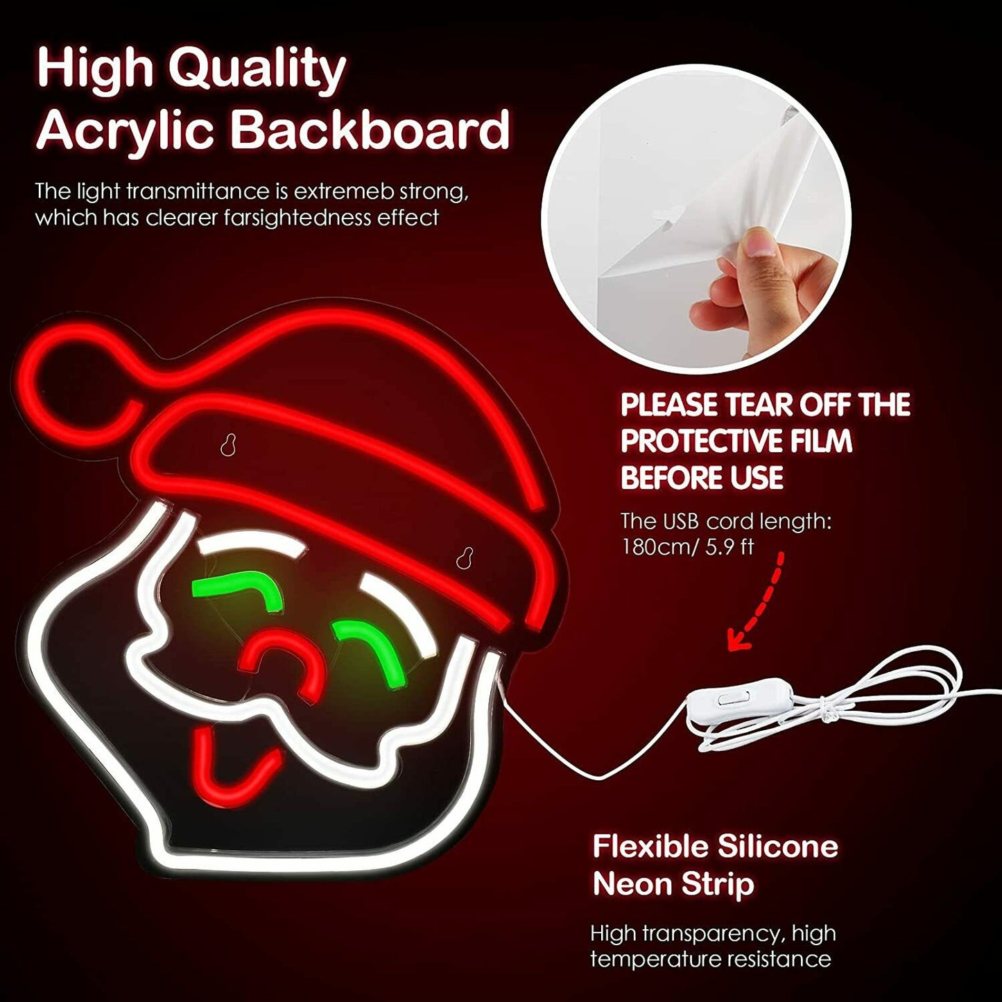 SANTA CLAUS Neon LED sign USB Powered