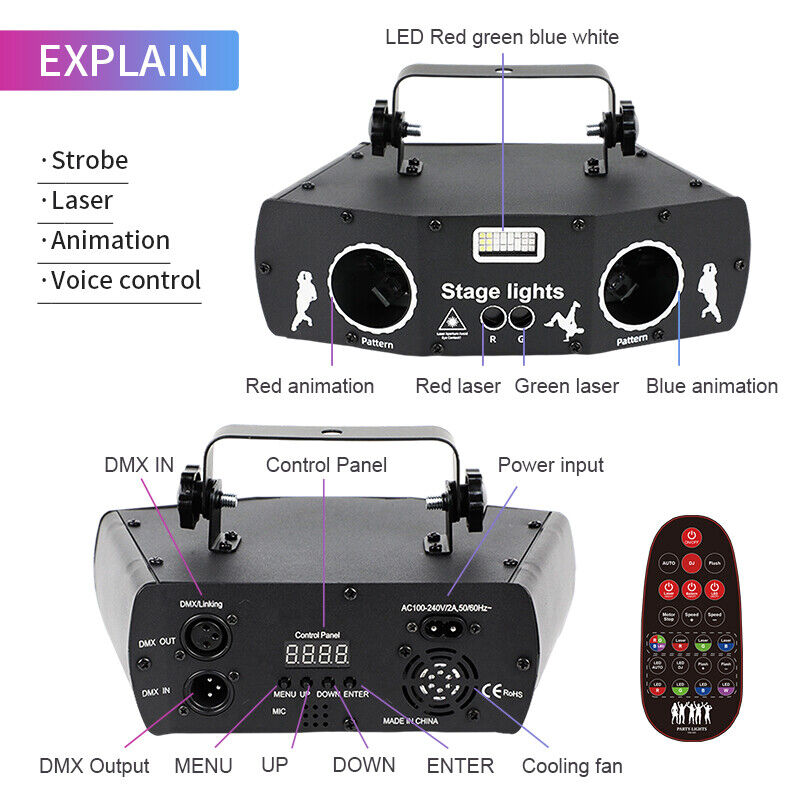 5 Eyes 3 IN 1 LED  Stage Laser Lights LE25RG