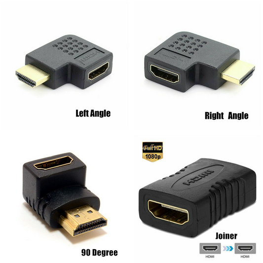 HDMI Female to Female to Male 90 Degree Angle Vertical Adapter Connector Joiner