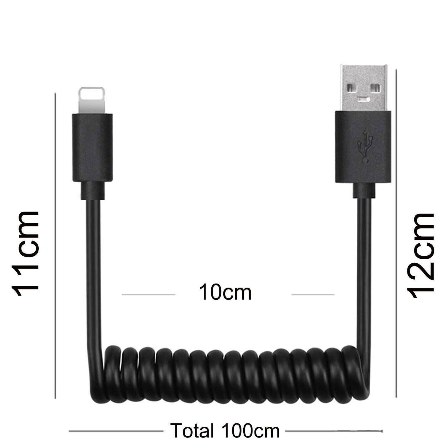 1m Coiled Spring Lightning Charging Cable For iPhone