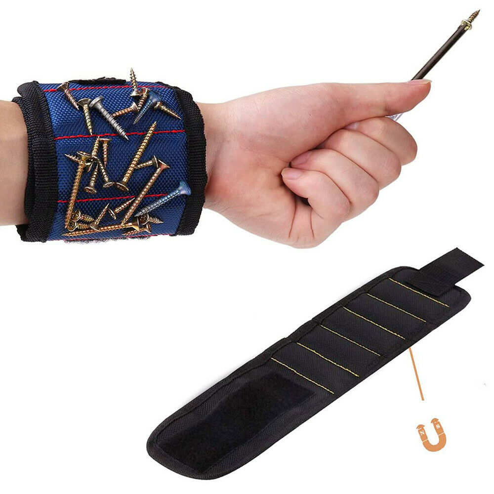 Magnetic Wristband Portable Tool Bag Belt Screws Nails Drill Bit Bracelet 5Grids