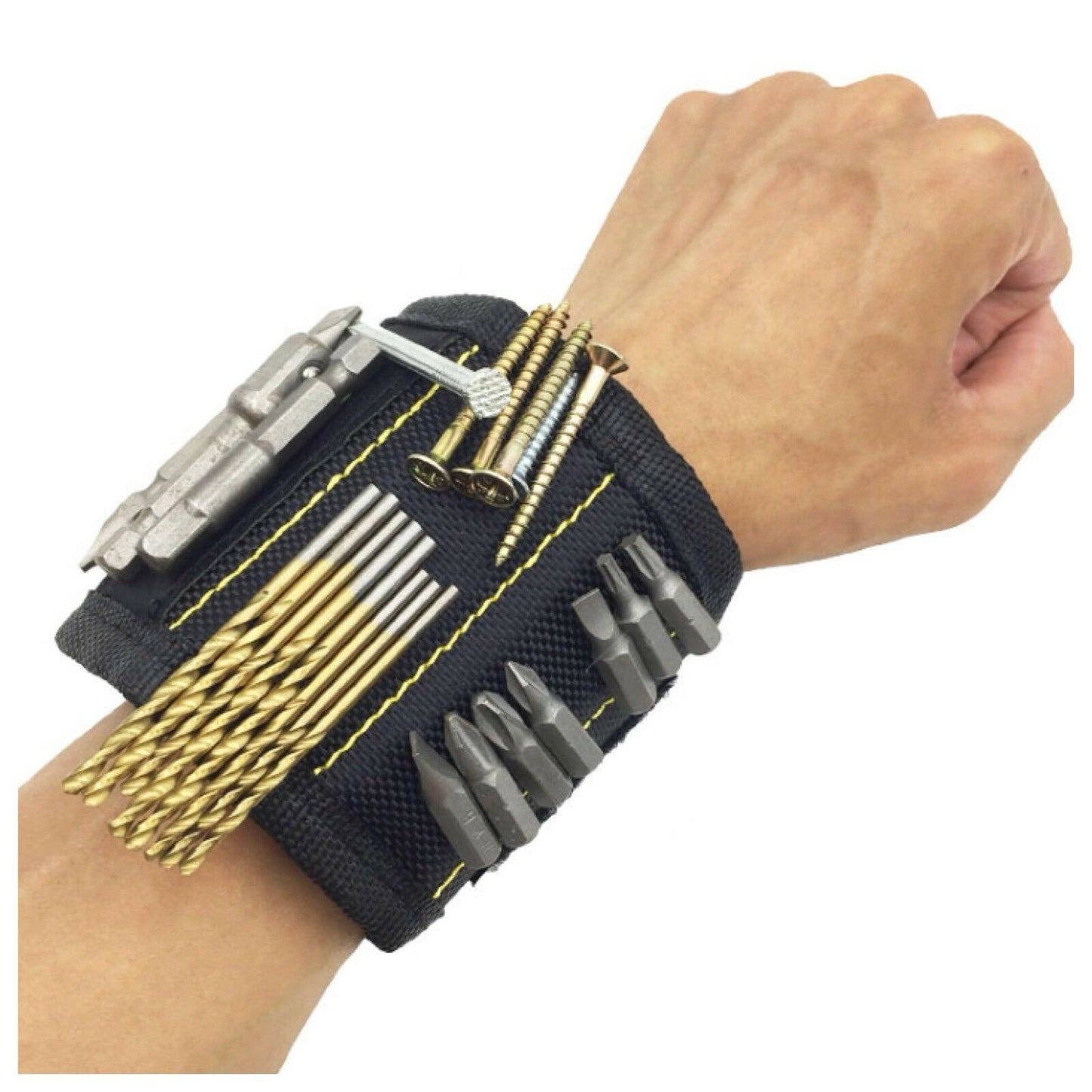 Magnetic Wristband Portable Tool Bag Belt Screws Nails Drill Bit Bracelet 5Grids