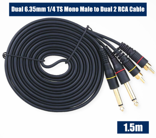 Dual 6.35mm 1/4 TS Mono Male to Dual RCA Male Cable SE5