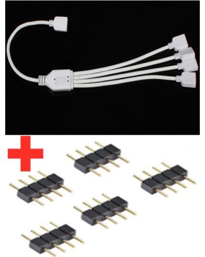 4 Pin 1 to 2 3 4 Splitter Cable Cord Connector For RGB LED Strip